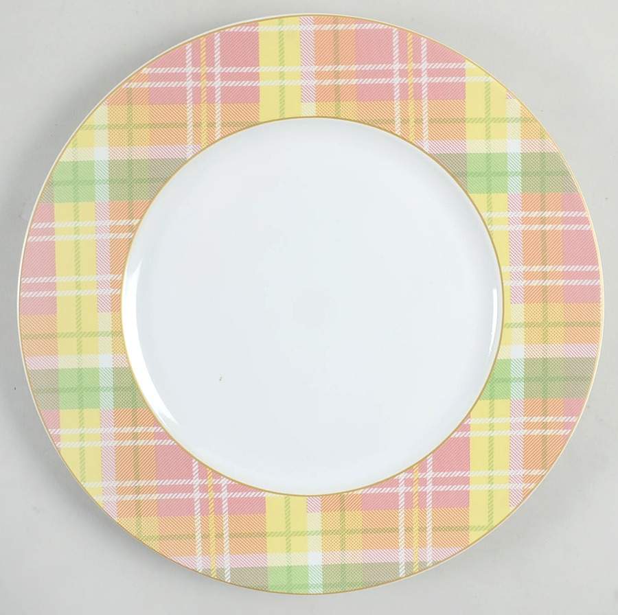 Easter Plaid Dinner Plate by 222 Fifth (PTS)-1