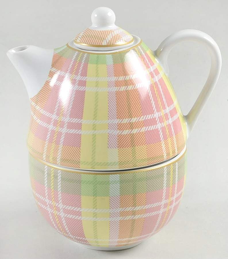 Easter Plaid Individual Teapot & Lid with Cup by 222 Fifth (PTS)-1