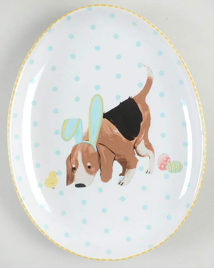 Easter Pups 6" Oval Appetizer Plate by 222 Fifth (PTS)-1