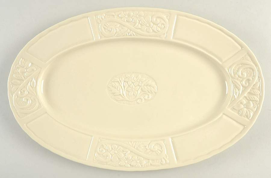Flower Garden Cream 16" Oval Serving Platter by Carmel Ceramica-1