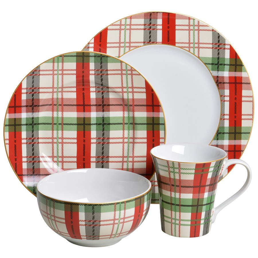 Holiday Large Plaid 16 Piece Set by 222 Fifth (PTS)-1