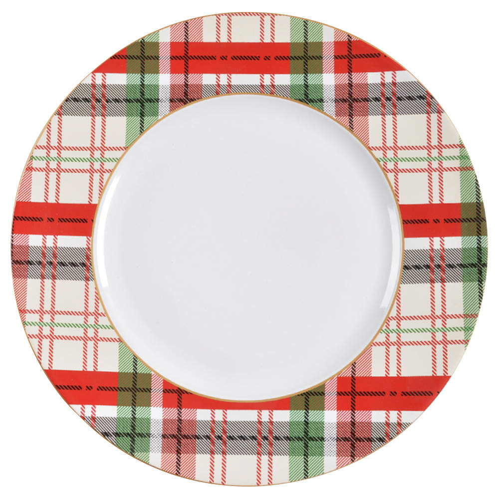 Holiday Large Plaid Dinner Plate - Set of 4 by 222 Fifth (PTS)-1