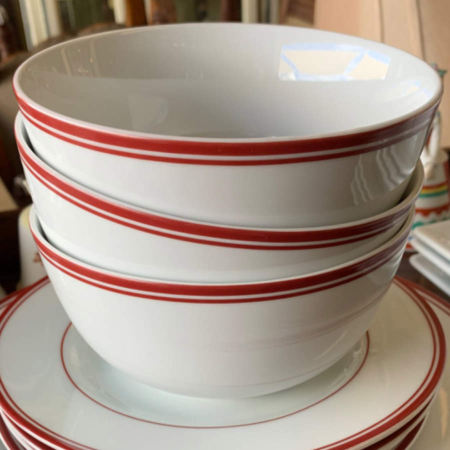 Cafe Stripe Red Soup/Cereal Bowl by Amazon Basics-1