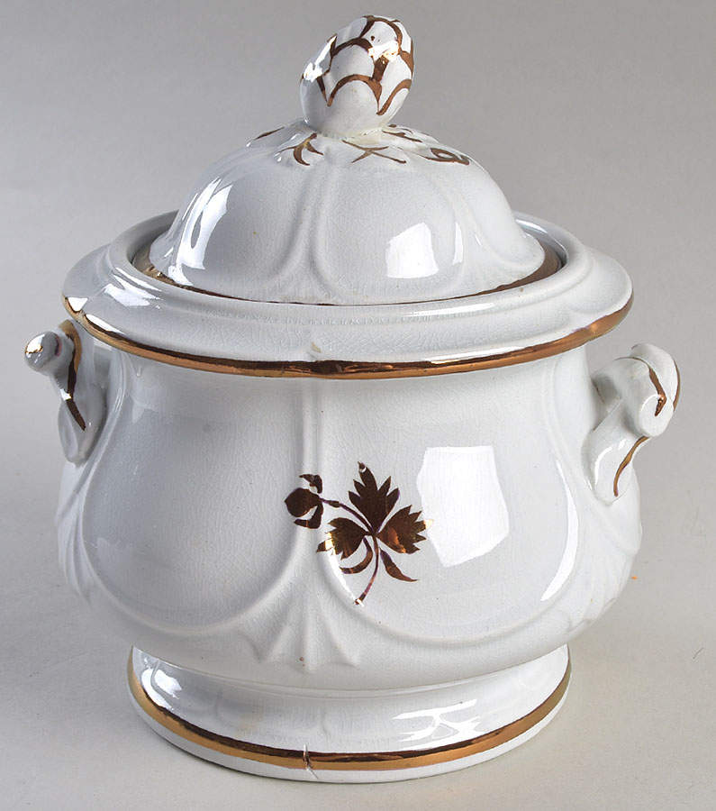 Tea Leaf (Embossed Fan) Oversize Sugar Bowl & Lid by Anthony Shaw-1