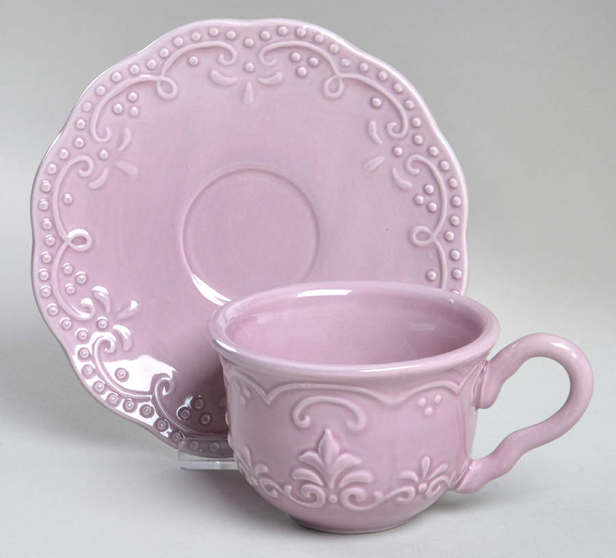 Scallop Lilac Flat Cup & Saucer Set by American Atelier-1