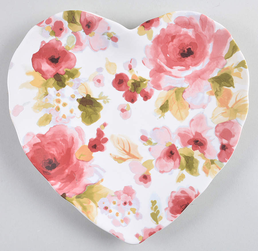 Aurora Floral Heart Shape Salad Plate by 222 Fifth (PTS)-1