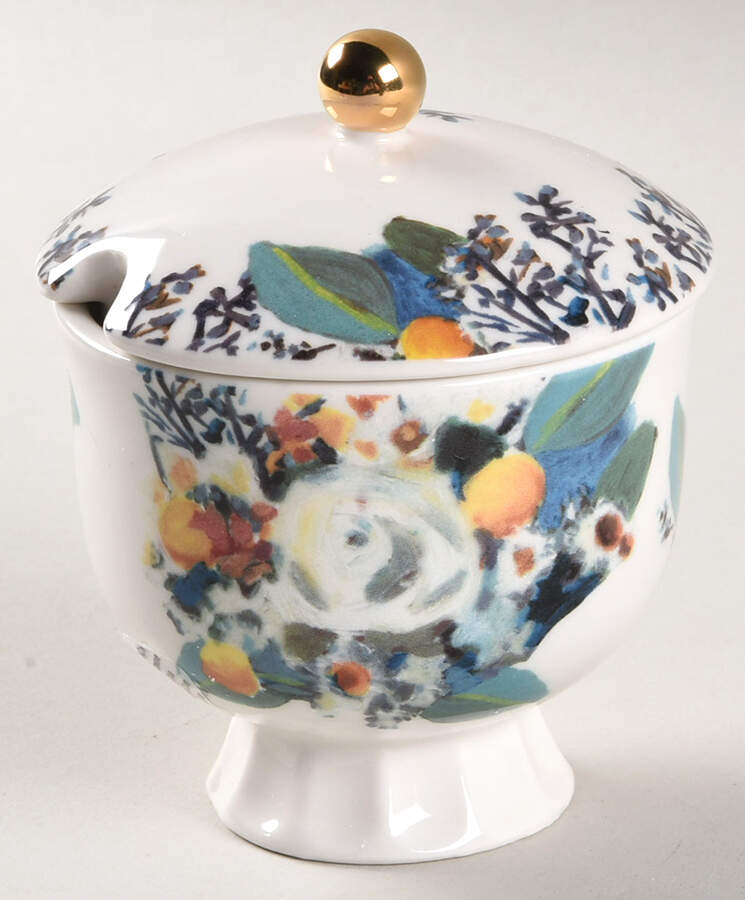 Botanica Sugar Bowl & Lid W/Spoon by Anthropologie-1