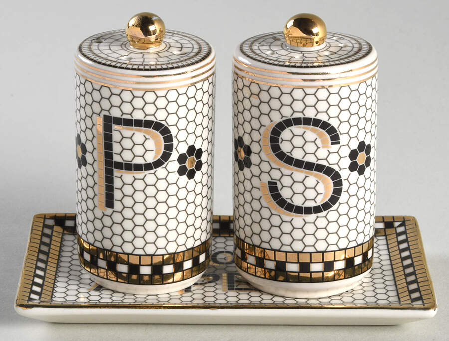 Bistro Tile (3 Pc) Salt & Pepper Tray Set by Anthropologie-1