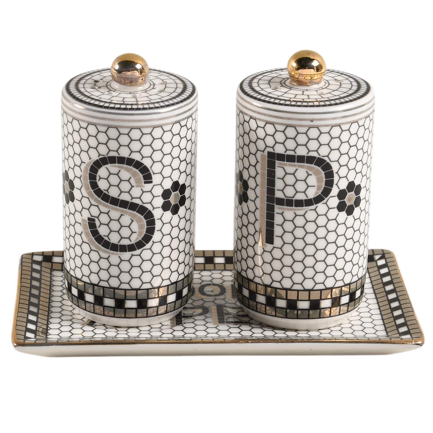 Bistro Tile (3 Pc) Salt & Pepper Tray Set by Anthropologie-1