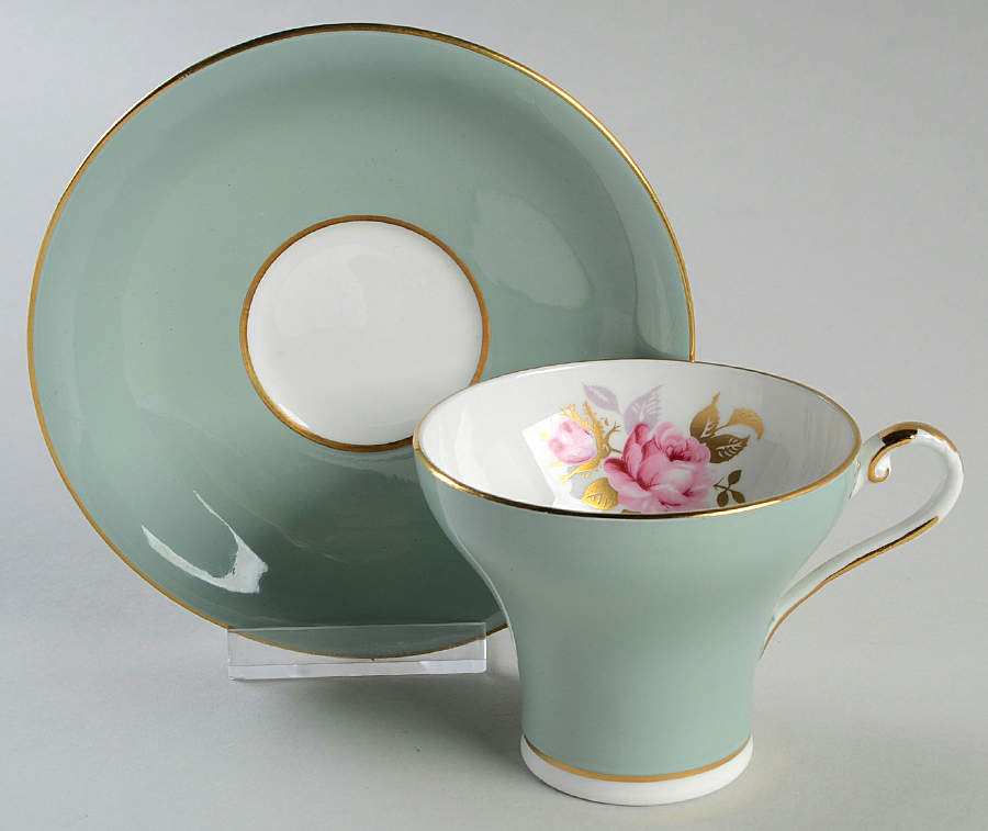 2225 Teal Flat Cup & Saucer Set by John  Aynsley & Sons-1