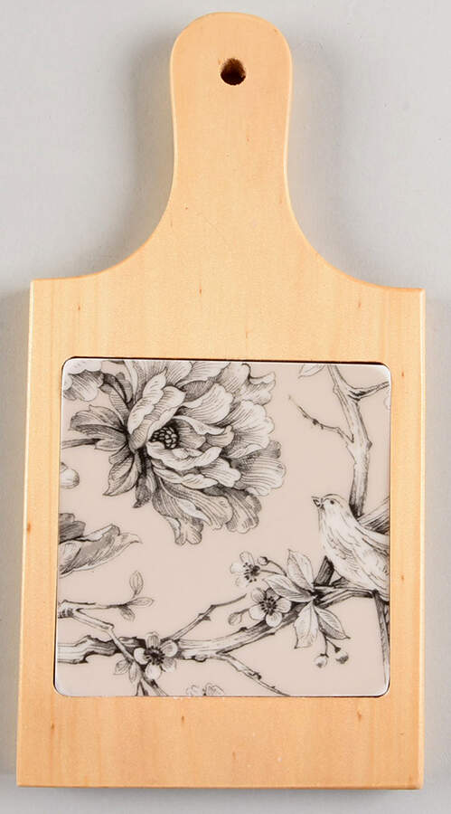 Adelaide Antique White 10" Natural Wood Cheese Board with Tile  HC by 222 Fifth (PTS)-1