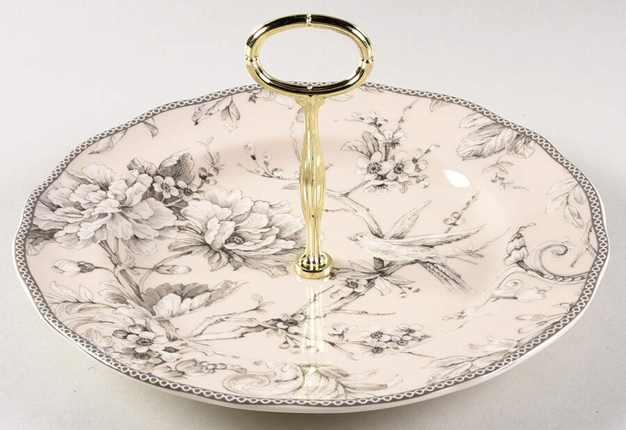 Adelaide Antique White Round Serving Plate with Center Handle (Dp) Hc by 222 Fifth (PTS)-1