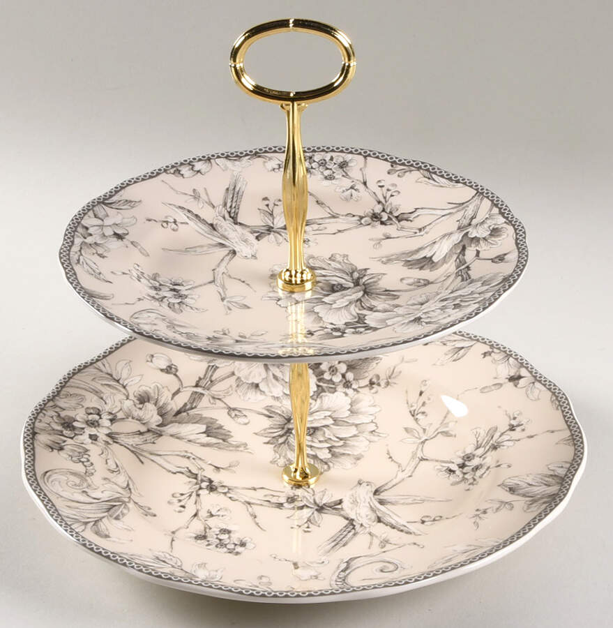 Adelaide Antique White 6 5/8"-10"  2 Tiered Serving Tray (Dp, Sp) HC by 222 Fifth (PTS)-1