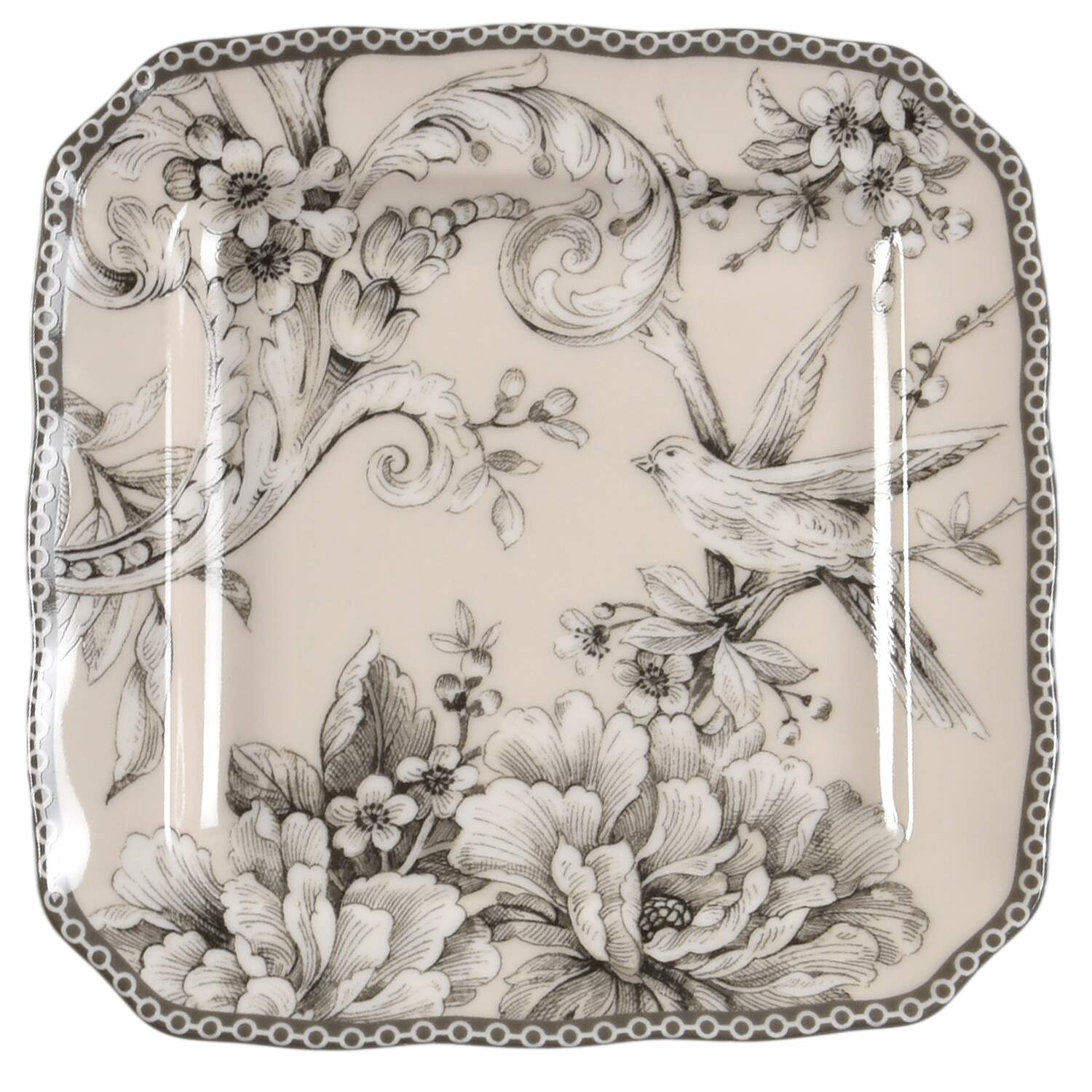 Adelaide Antique White Square Appetizer Plate by 222 Fifth (PTS)-1