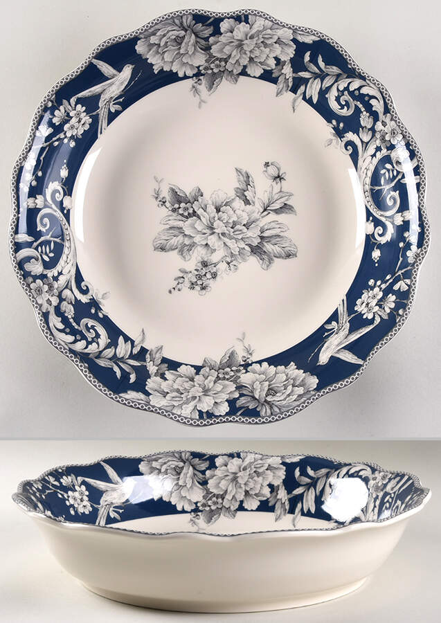 Adelaide Dark Blue 13" Pasta Serving Bowl by 222 Fifth (PTS)-1