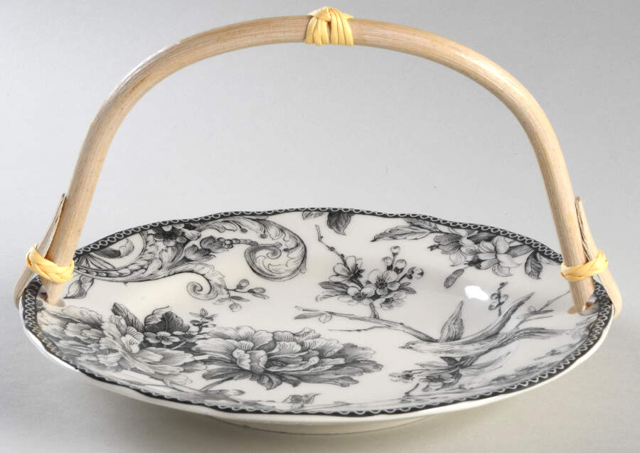 Adelaide Black 5 3/8"-5 5/8" Bamboo Handled Serving Plate  HC by 222 Fifth (PTS)-1