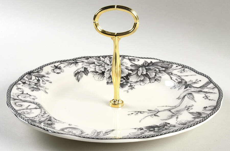 Adelaide Black Round Serving Plate with Center Handle (Dp) Hc by 222 Fifth (PTS)-1