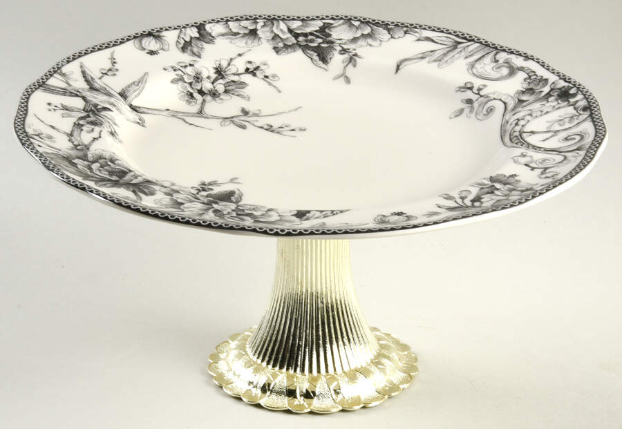 Adelaide Black Cake Stand with 4"-5" Metal Pedestal  Hc by 222 Fifth (PTS)-1