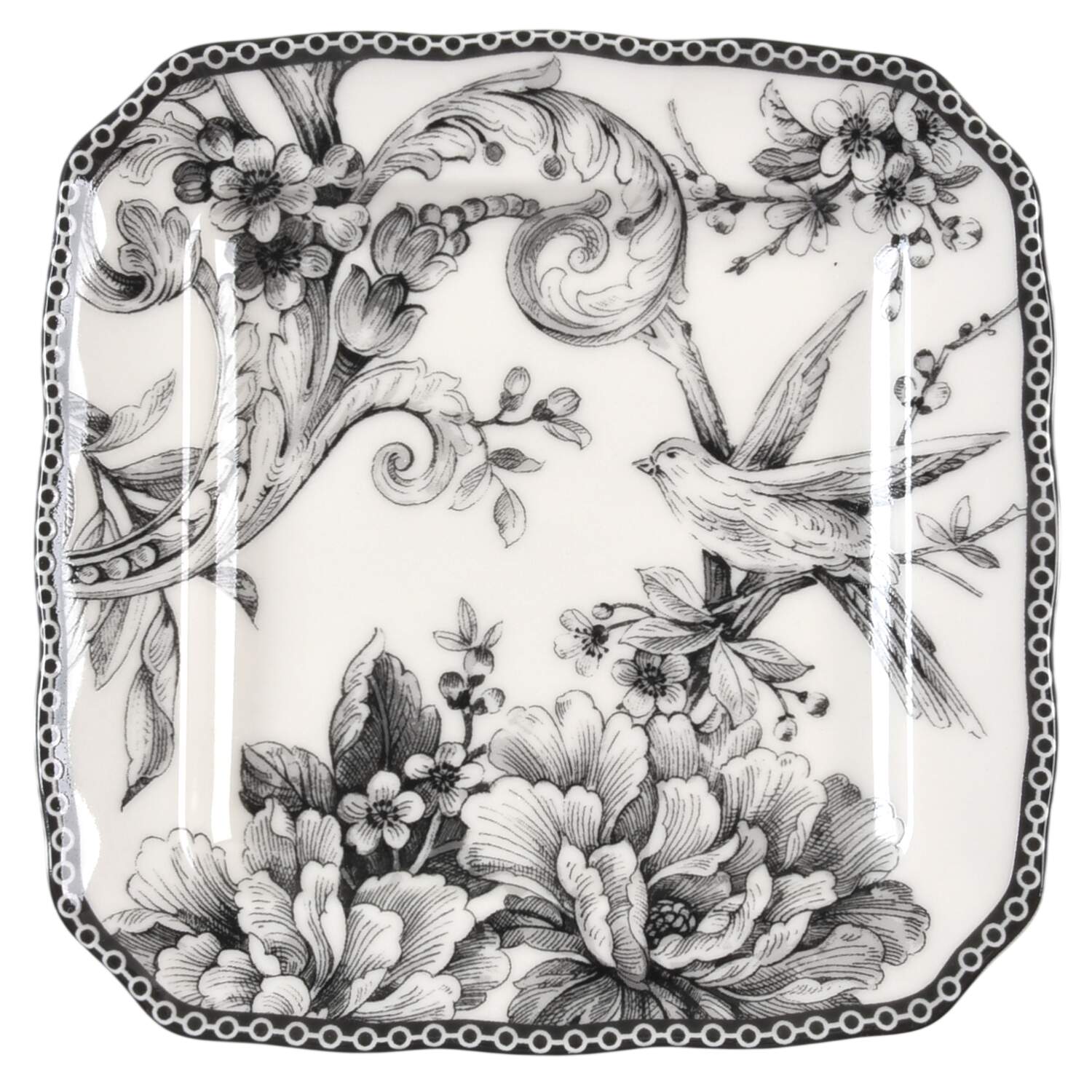 Adelaide Black Square Appetizer Plate by 222 Fifth (PTS)-1