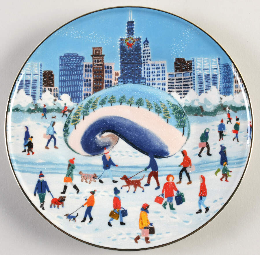 Christmas Time in the City Salad Plate by Anthropologie-1