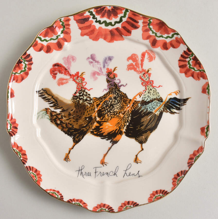 Twelve Days of Christmas Menagerie Salad/Dessert Plate by Anthropologie-1