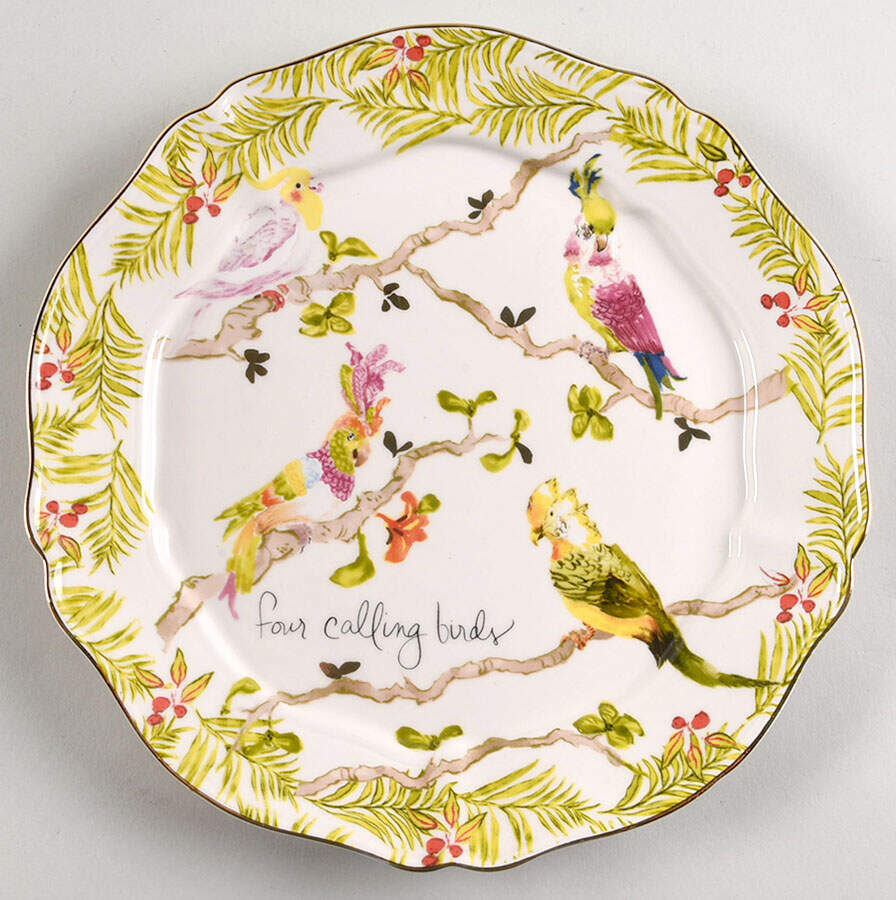 Twelve Days of Christmas Menagerie Salad/Dessert Plate by Anthropologie-1