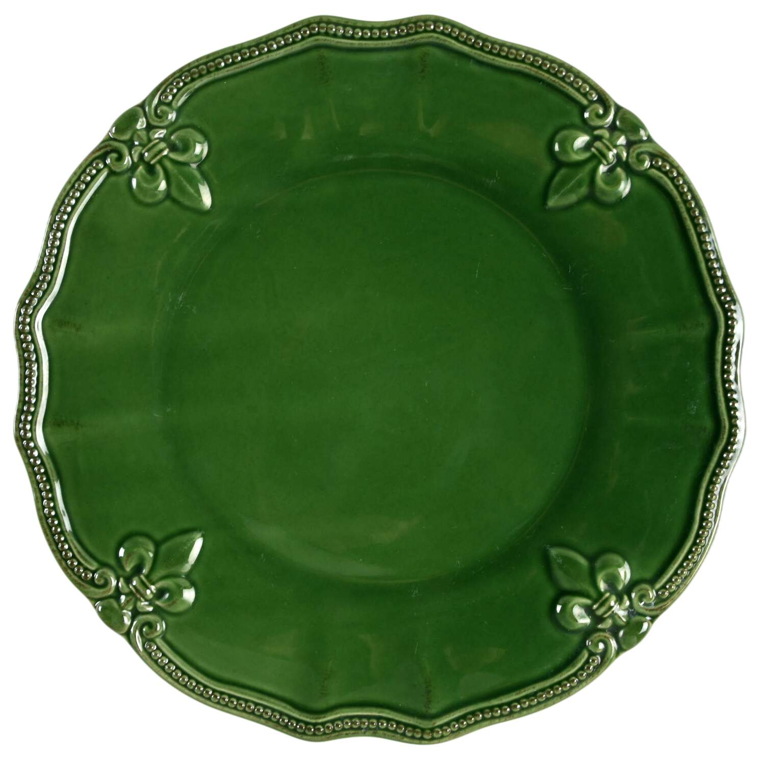 Fleur de Lis Green Dinner Plate by Artimino-1