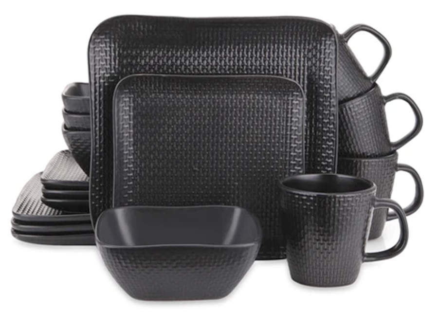 Abigail Black Square Dinner Plate by Stone Lain-1