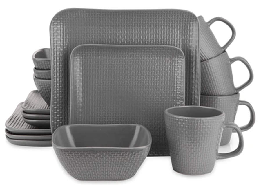 Abigail Gray Square Dinner Plate by Stone Lain-1