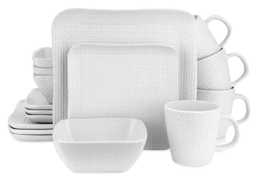 Abigail White Square Dinner Plate by Stone Lain-1