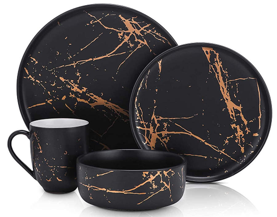 Zora Black Dinner Plate by Stone Lain-1