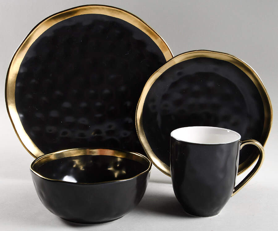 Florian Black 4 Piece Place Setting by Stone Lain-1