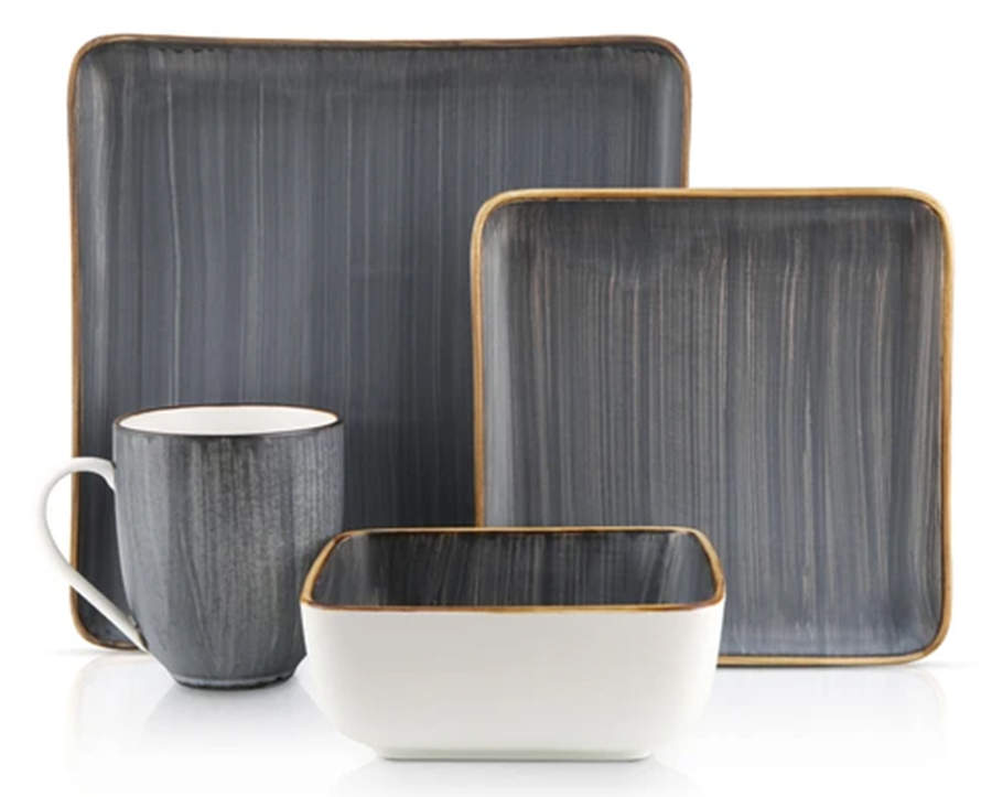Esmeralda Gray Square Dinner Plate by Stone Lain-1