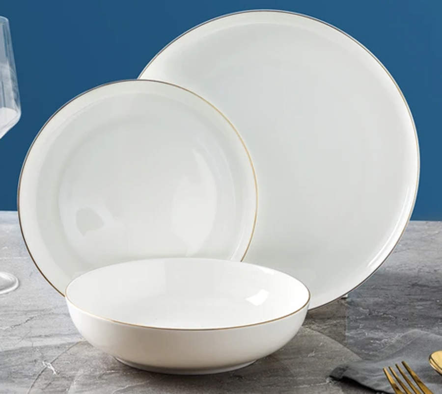Gabrielle Gold Trim Dinner Plate by Stone Lain-1