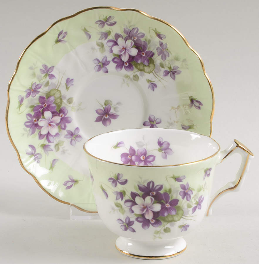 Violette Green Footed Cup & Saucer Set by John  Aynsley & Sons-1
