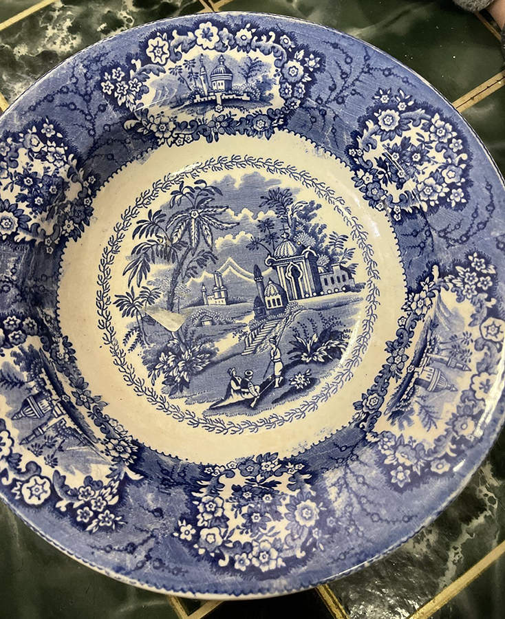 Oriental Blue Large Rim Soup Bowl by Adams China-1