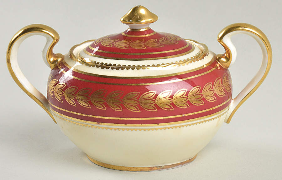 Dorchester Maroon (No Floral) Sugar Bowl & Lid by John  Aynsley & Sons-1
