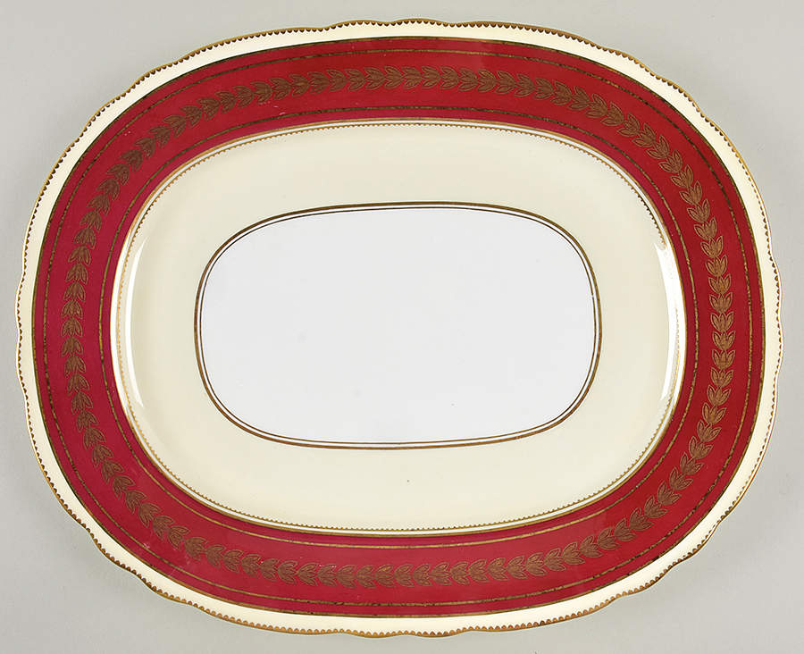 Dorchester Maroon (No Floral) 15" Oval Serving Platter by John  Aynsley & Sons-1