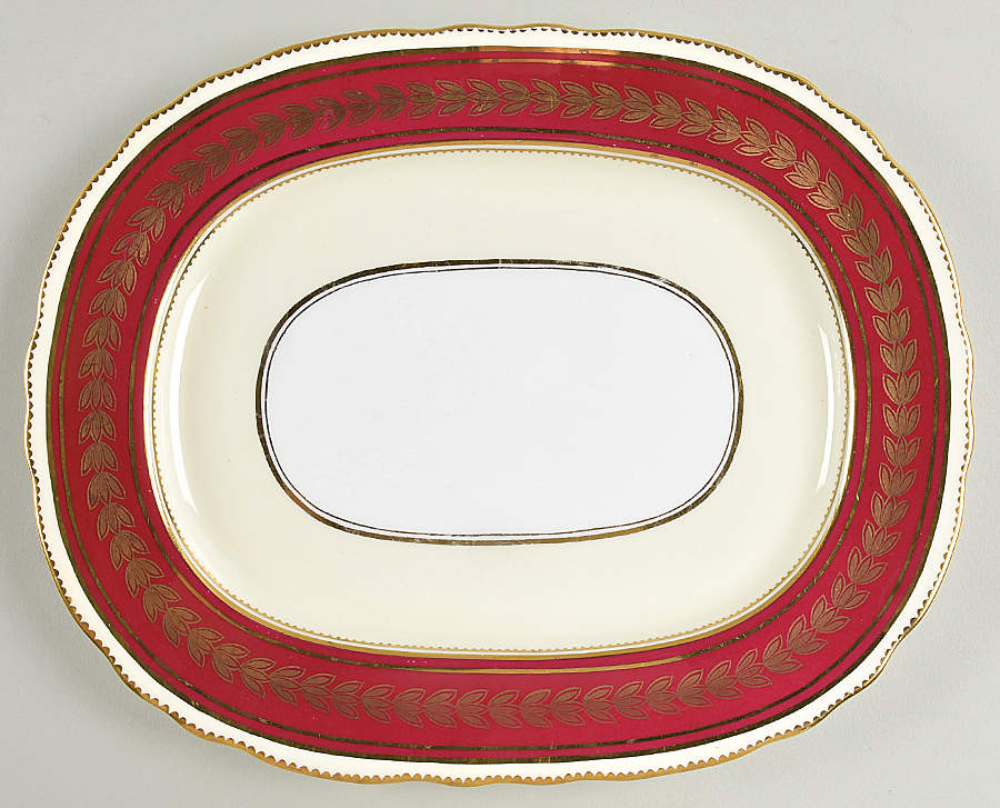 Dorchester Maroon (No Floral) 11" Oval Serving Platter by John  Aynsley & Sons-1