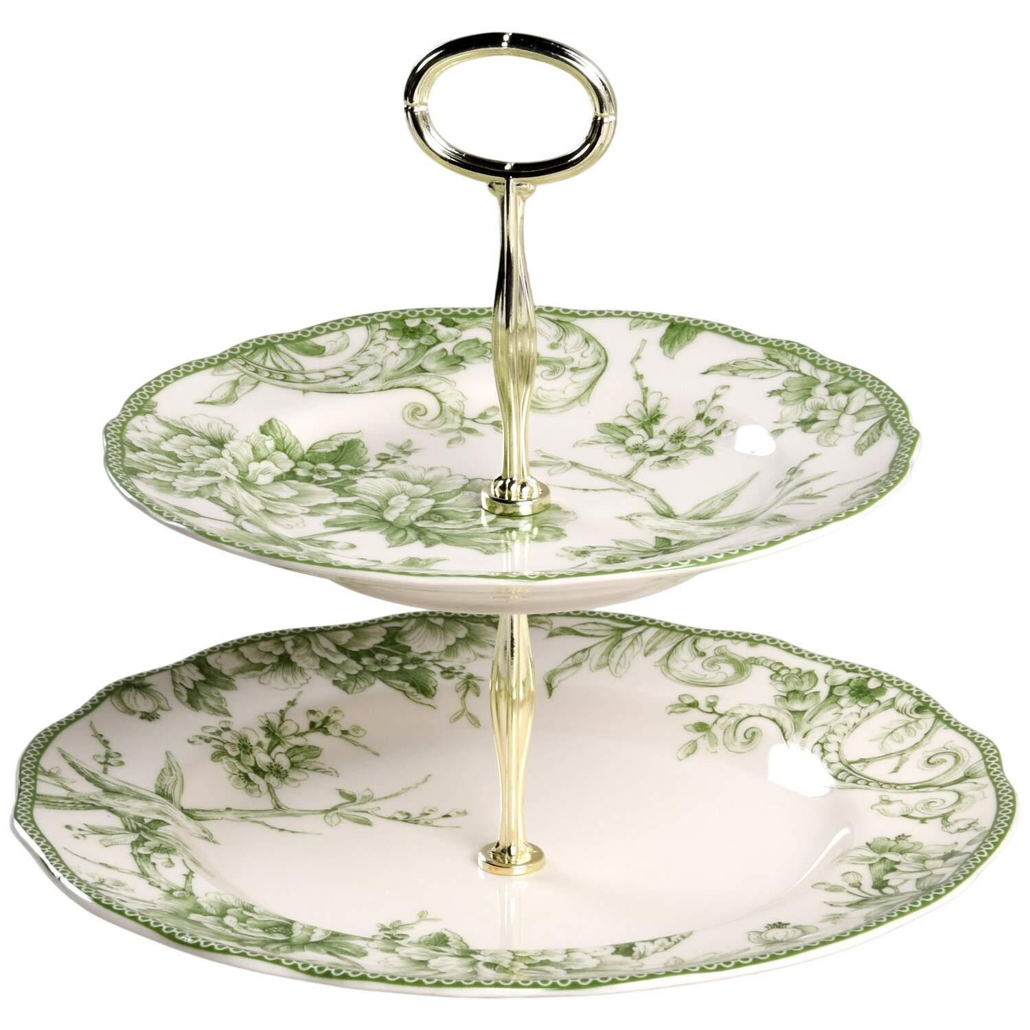 Adelaide Moss Green 6 5/8"-10"  2 Tiered Serving Tray (Dp, Sp) HC by 222 Fifth (PTS)-1