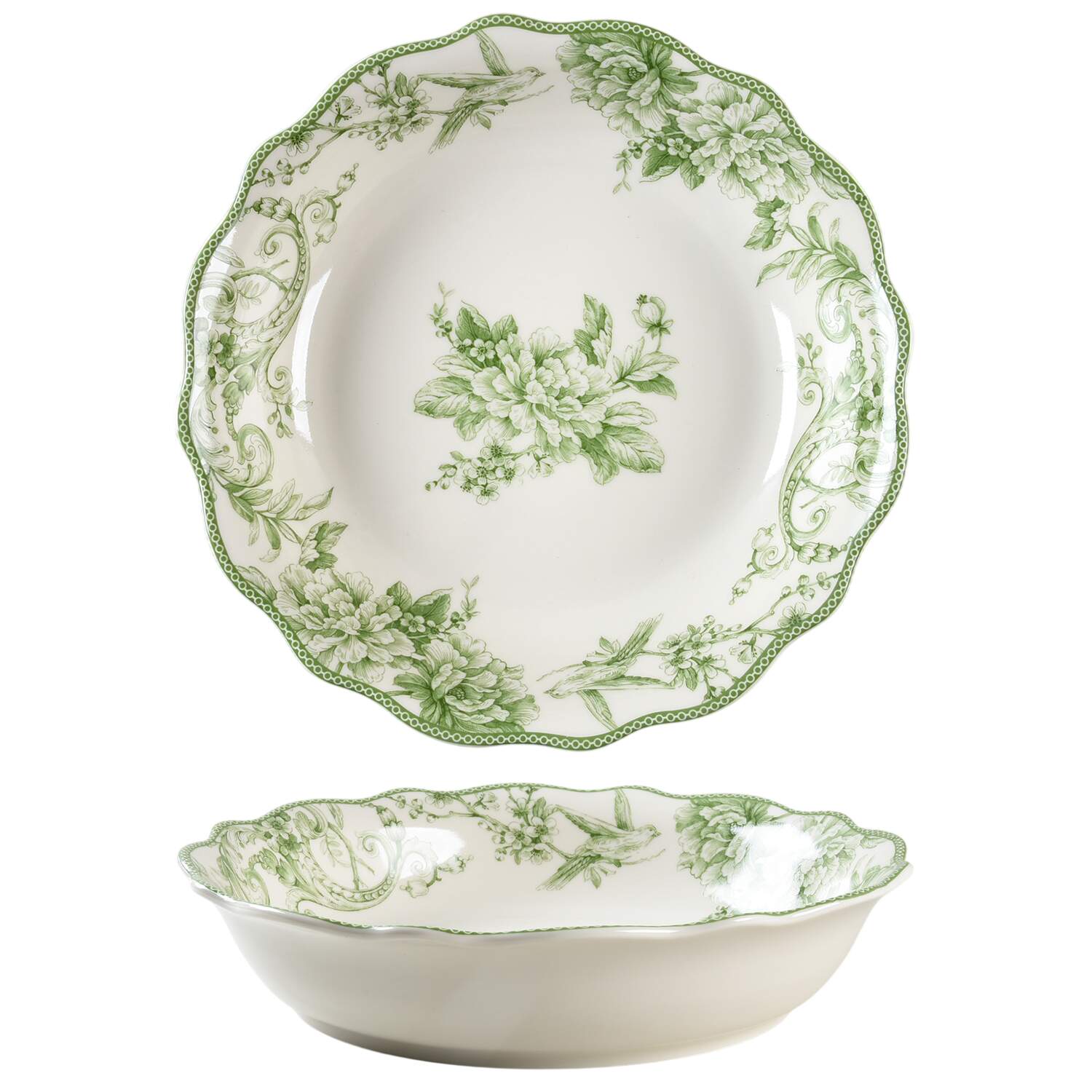 Adelaide Moss Green 13" Pasta Serving Bowl by 222 Fifth (PTS)-1