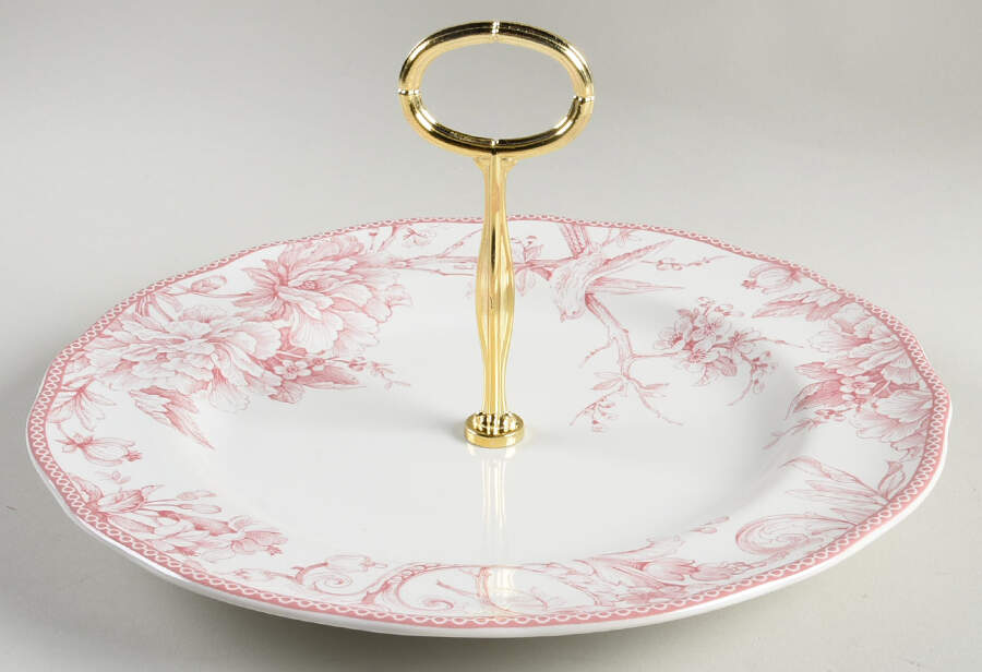 Adelaide Blush Round Serving Plate with Center Handle (Dp) Hc by 222 Fifth (PTS)-1