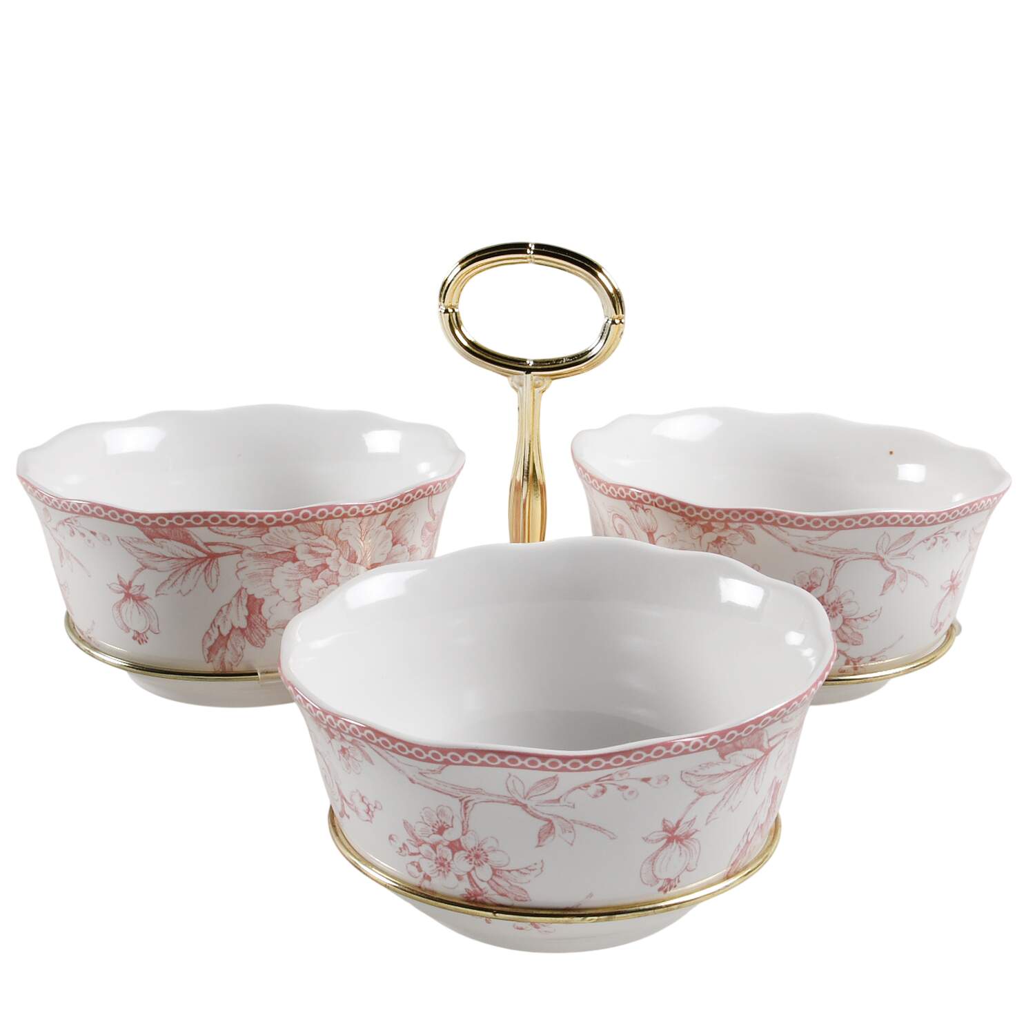 Adelaide Blush 7" x 12" 3-Part Relish & Metal Stand (CERC) HC by 222 Fifth (PTS)-1