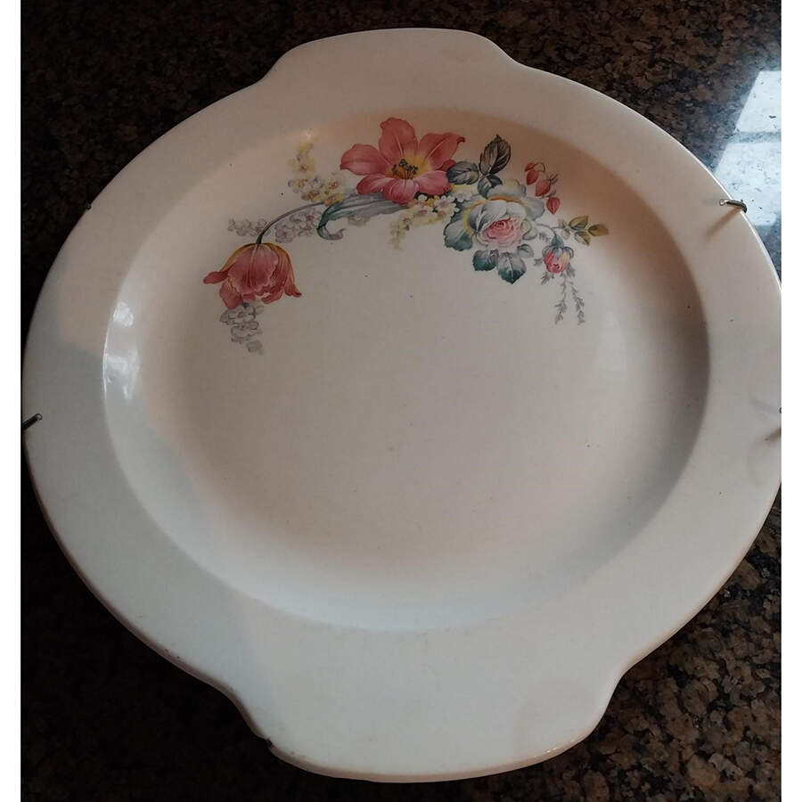 White Rose Handled Cake Plate by American Homes-1
