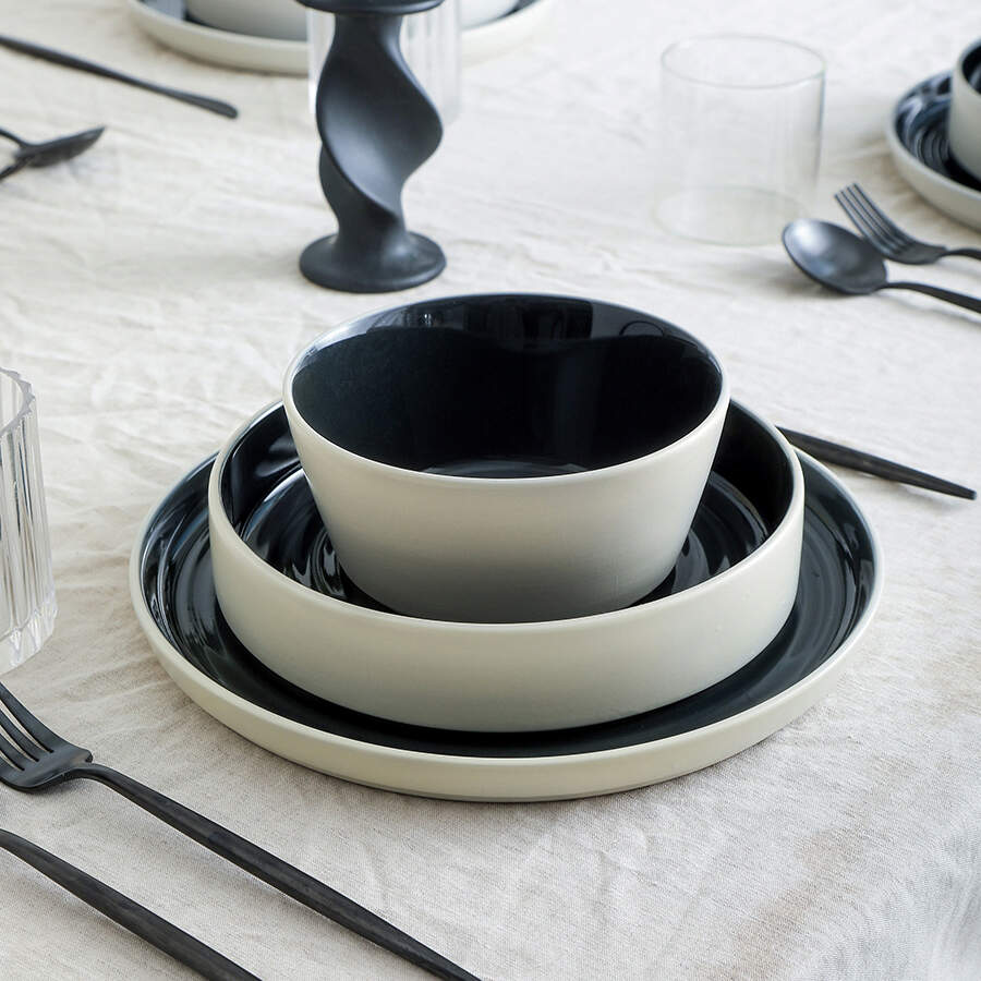 Elica Black & Beige Dinner Plate by Stone Lain-1