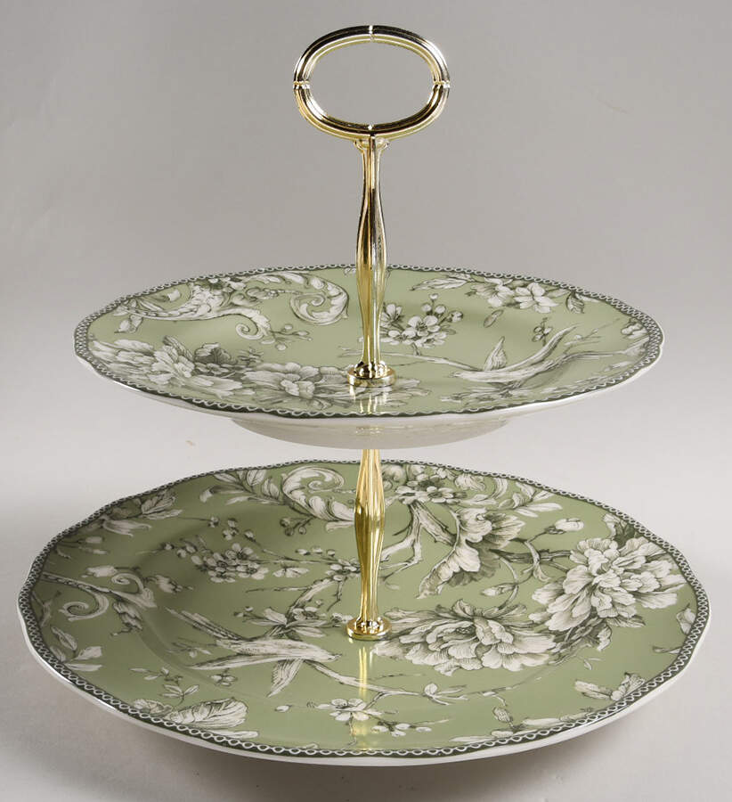 Adelaide Sage 6 5/8"-10"  2 Tiered Serving Tray (Dp, Sp) HC by 222 Fifth (PTS)-1