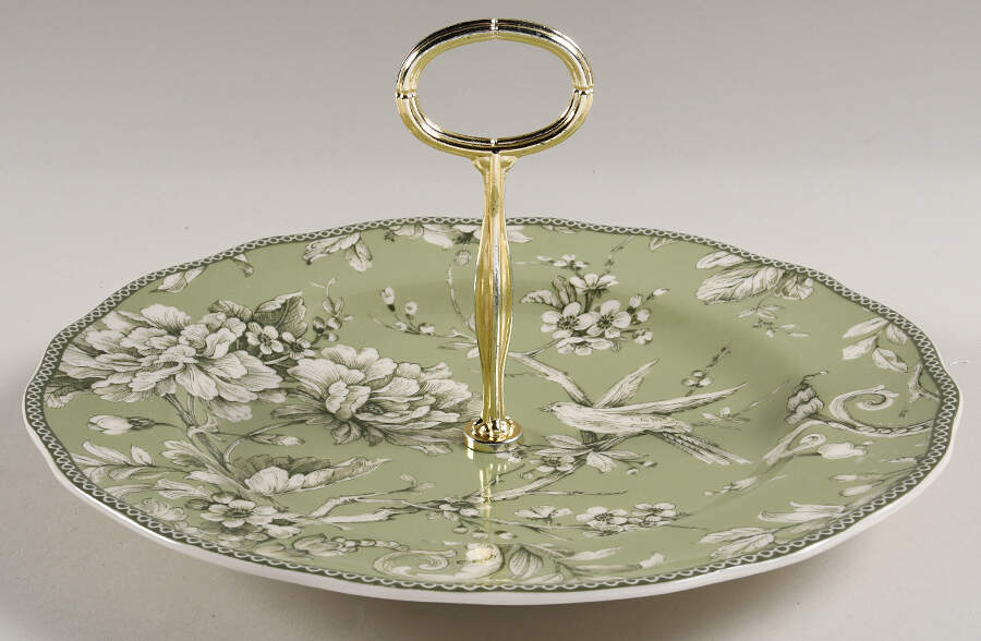 Adelaide Sage Round Serving Plate with Center Handle (Dp) Hc by 222 Fifth (PTS)-1