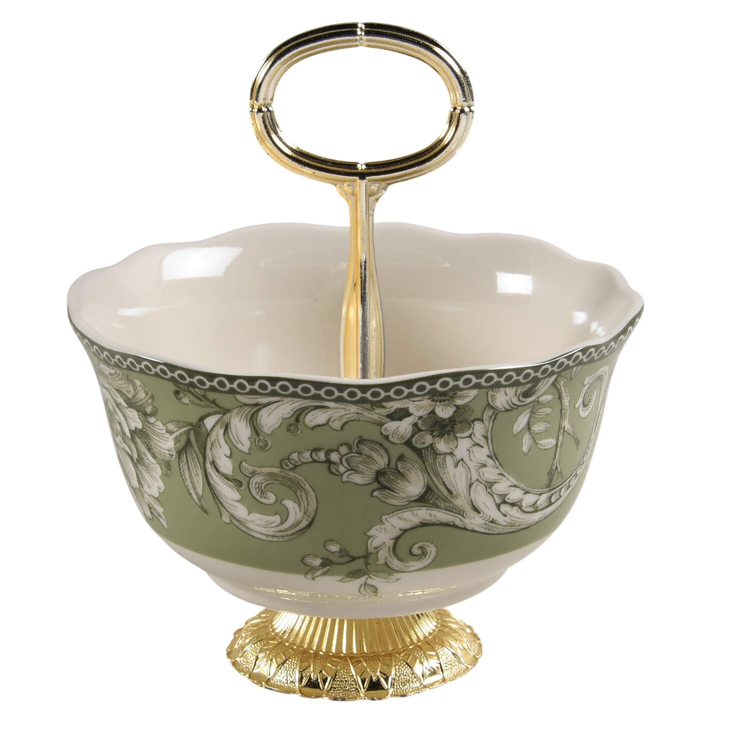 Adelaide Sage 6"-7" Handled Footed Nut Dish HC by 222 Fifth (PTS)-1