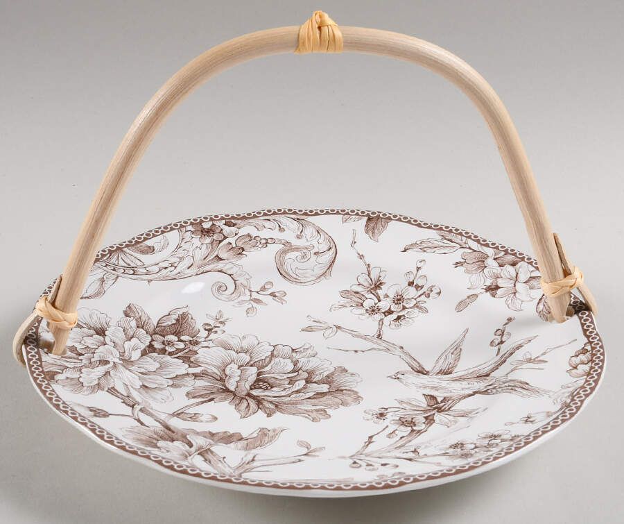 Adelaide Brown 5 3/8"-5 5/8" Bamboo Handled Serving Plate  HC by 222 Fifth (PTS)-1