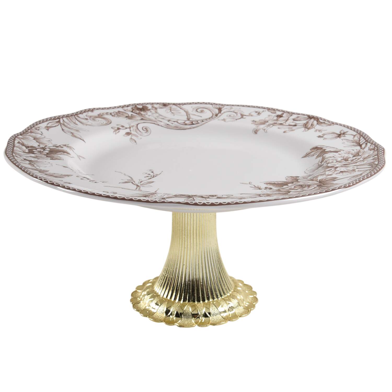 Adelaide Brown Cake Stand with 4"-5" Metal Pedestal  Hc by 222 Fifth (PTS)-1